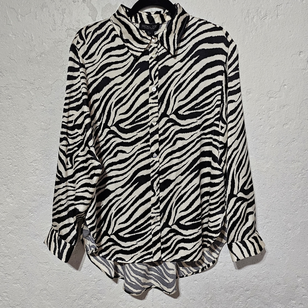 Rachel Zoe Collard Button-Down Long Sleeve Shirt Large